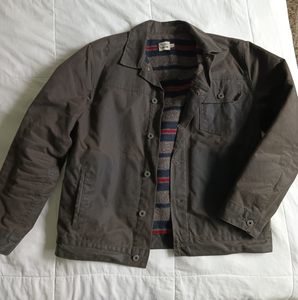 Flint and Tinder "Wool Lined Waxed Trucker Jacket"